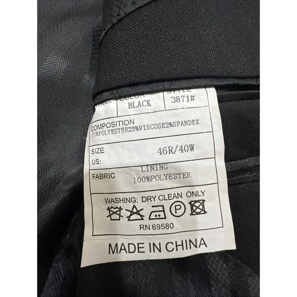 Studio Ferera Men’s Modern Fit Blazer Mens 46R‎ Black Tailored Sport Coat Career